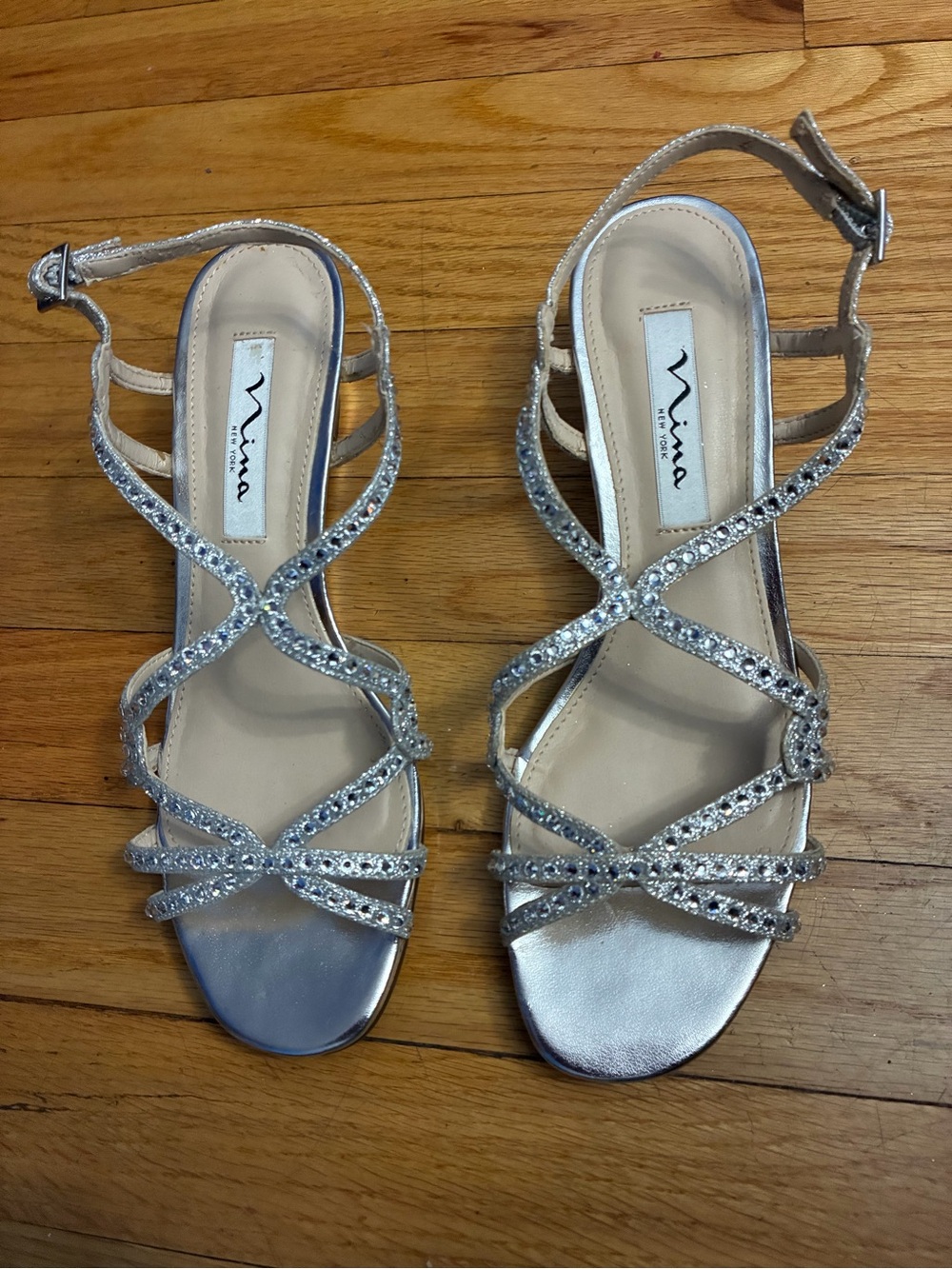 Nina Silver Crystal Strappy Sandals